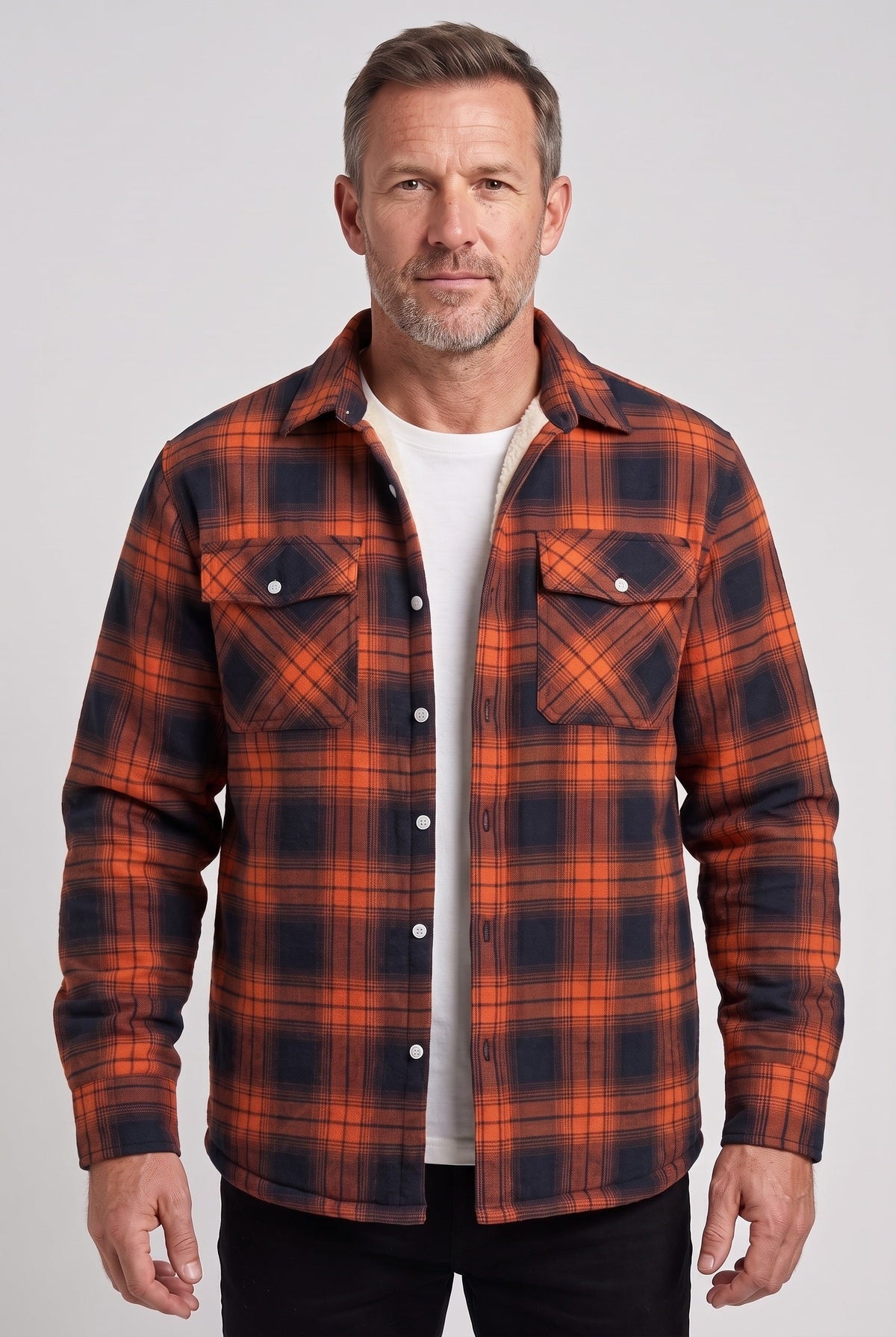 Men's Sherpa Lined Checked Overshirt