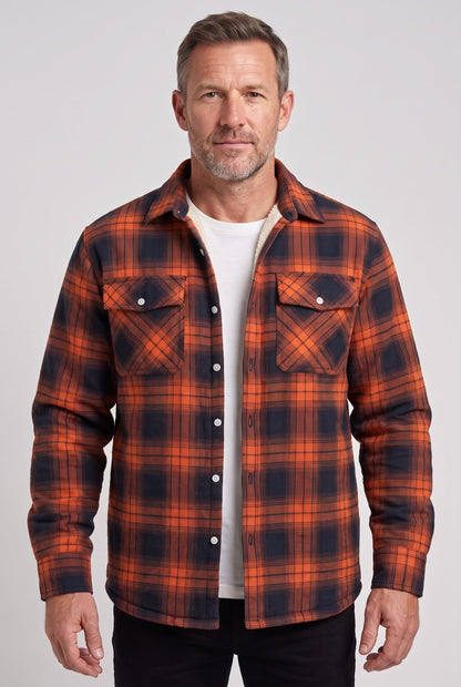 Men's Sherpa Lined Checked Overshirt