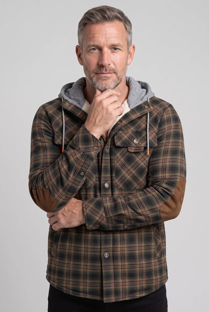 Men's Hooded Checked Overshirt Jacket