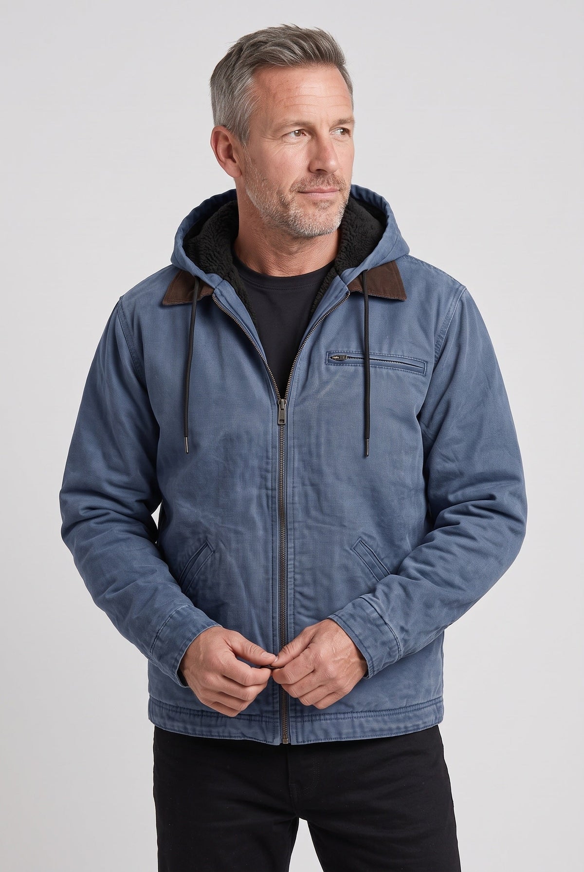Men's Fleece Lined Hooded Jacket