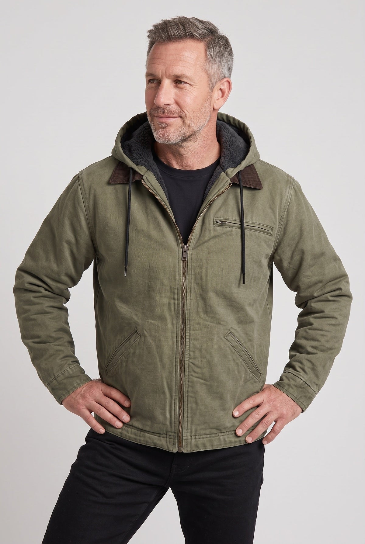 Men's Fleece Lined Hooded Jacket