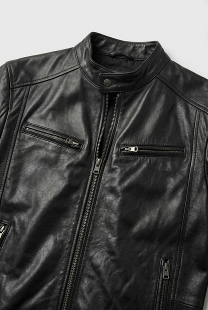 Men's Leather-Look Zip Pocket Jacket