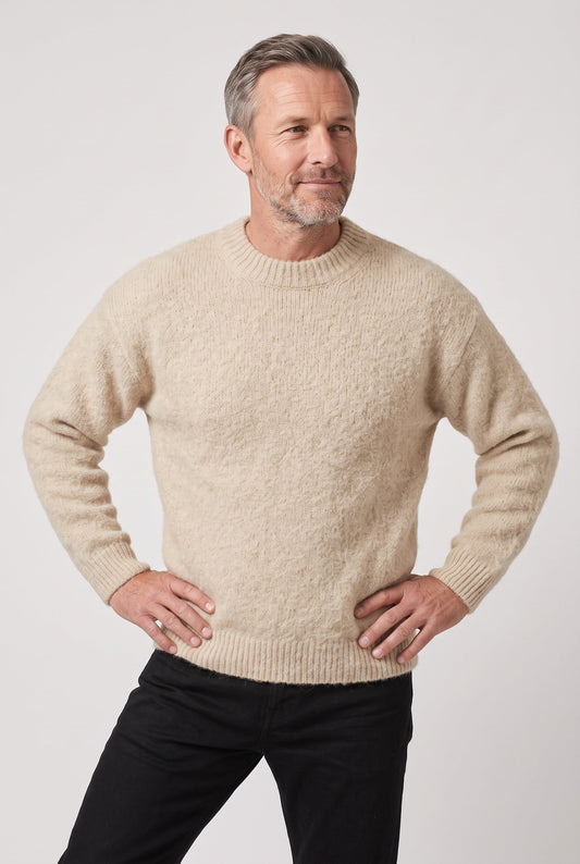 Men's Textured Crew Neck Jumper