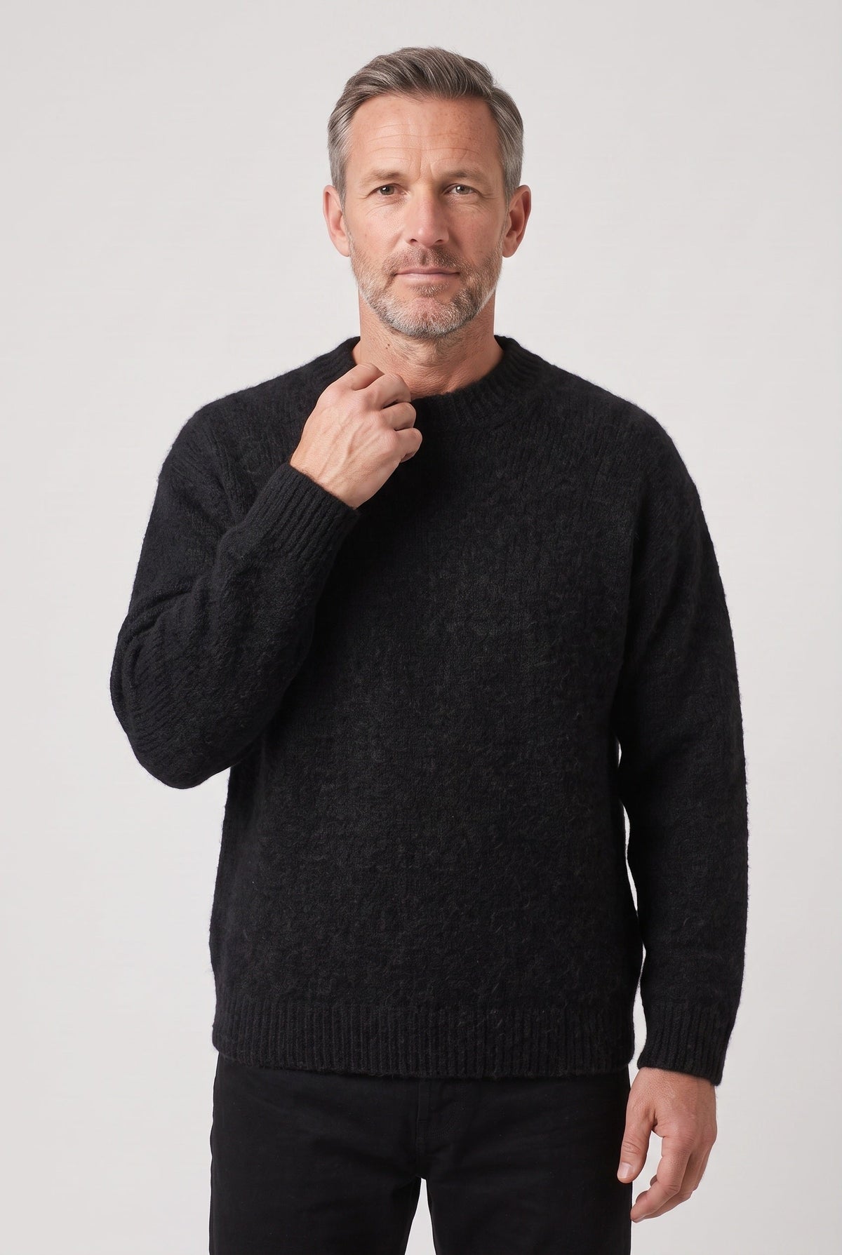 Men's Textured Crew Neck Jumper