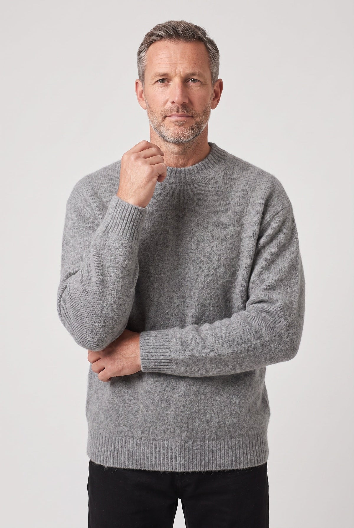 Men's Textured Crew Neck Jumper