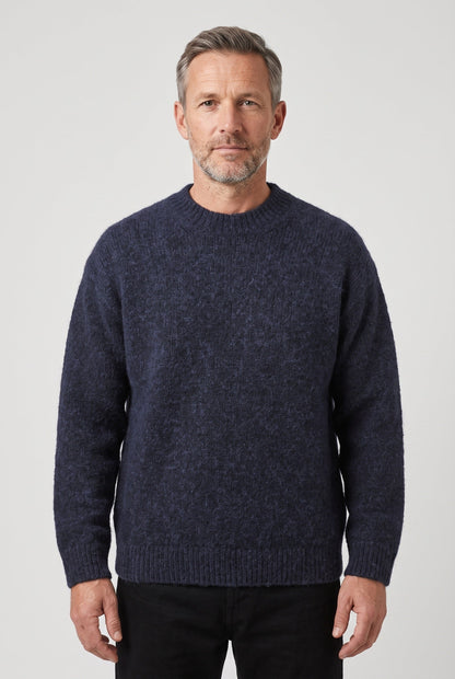 Men's Textured Crew Neck Jumper