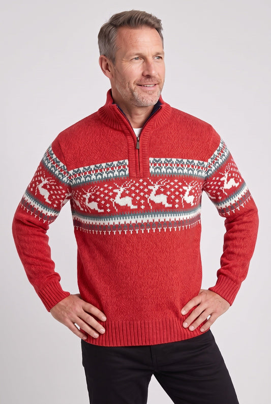 Men's Fair Isle Half-Zip Jumper