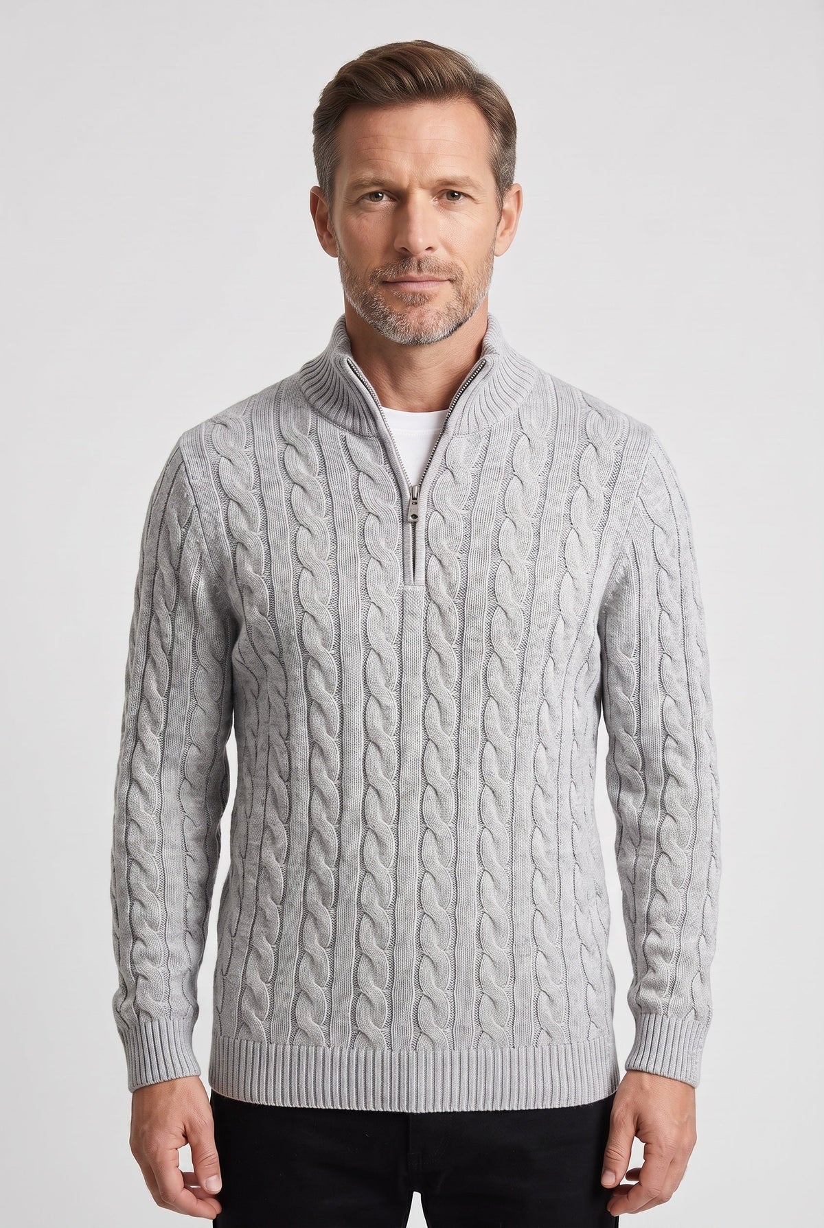 Men's Cable Knit Half-Zip Jumper