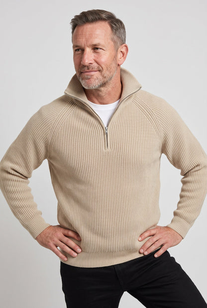 Men's Ribbed Quarter Zip Jumper