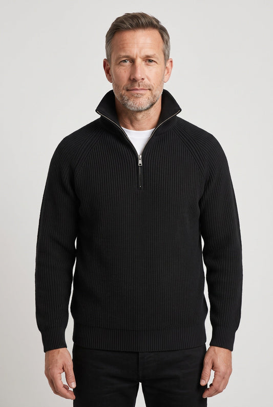 Men's Ribbed Quarter Zip Jumper