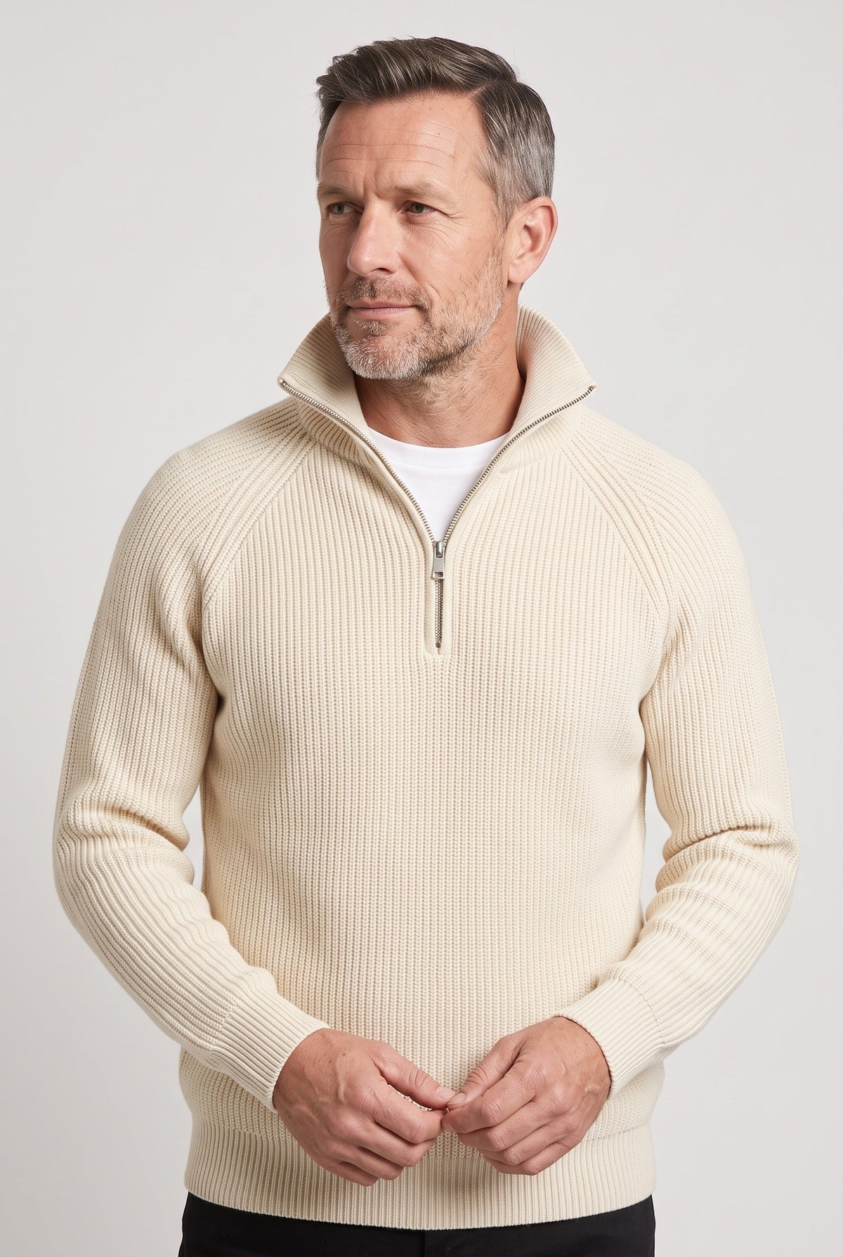 Men's Ribbed Quarter Zip Jumper