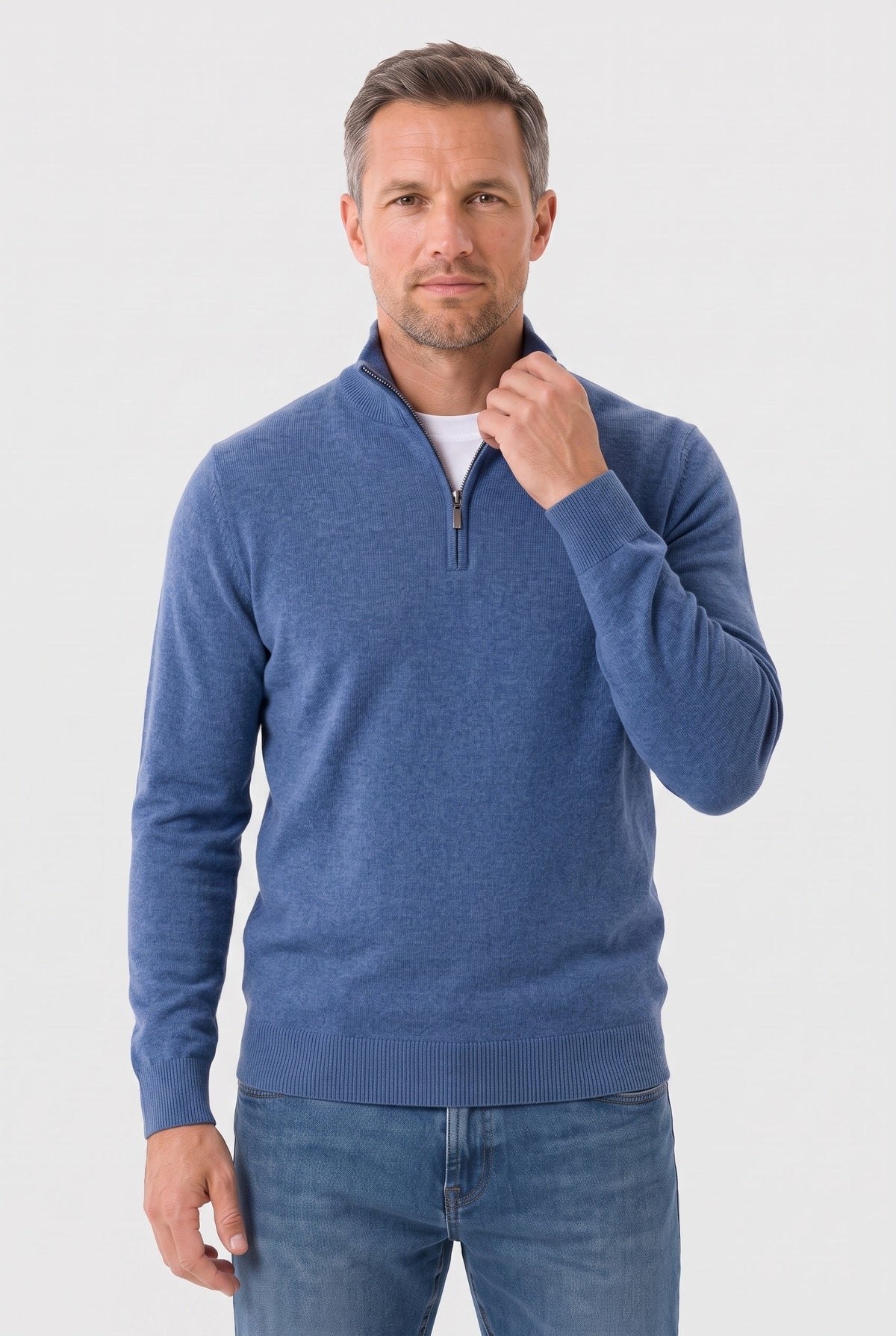 Men's Zip Funnel Neck Jumper