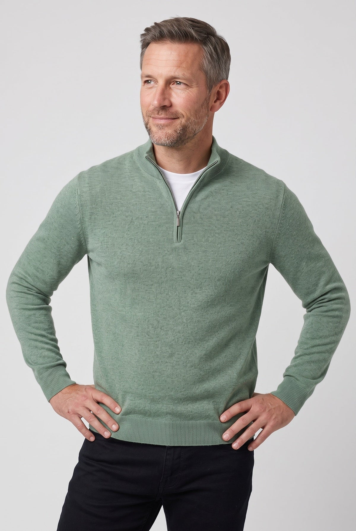 Men's Zip Funnel Neck Jumper