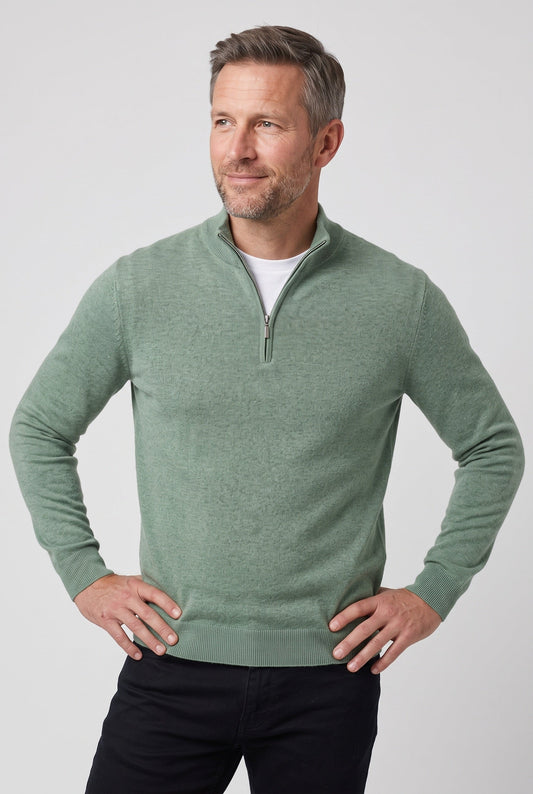 Men's Zip Funnel Neck Jumper