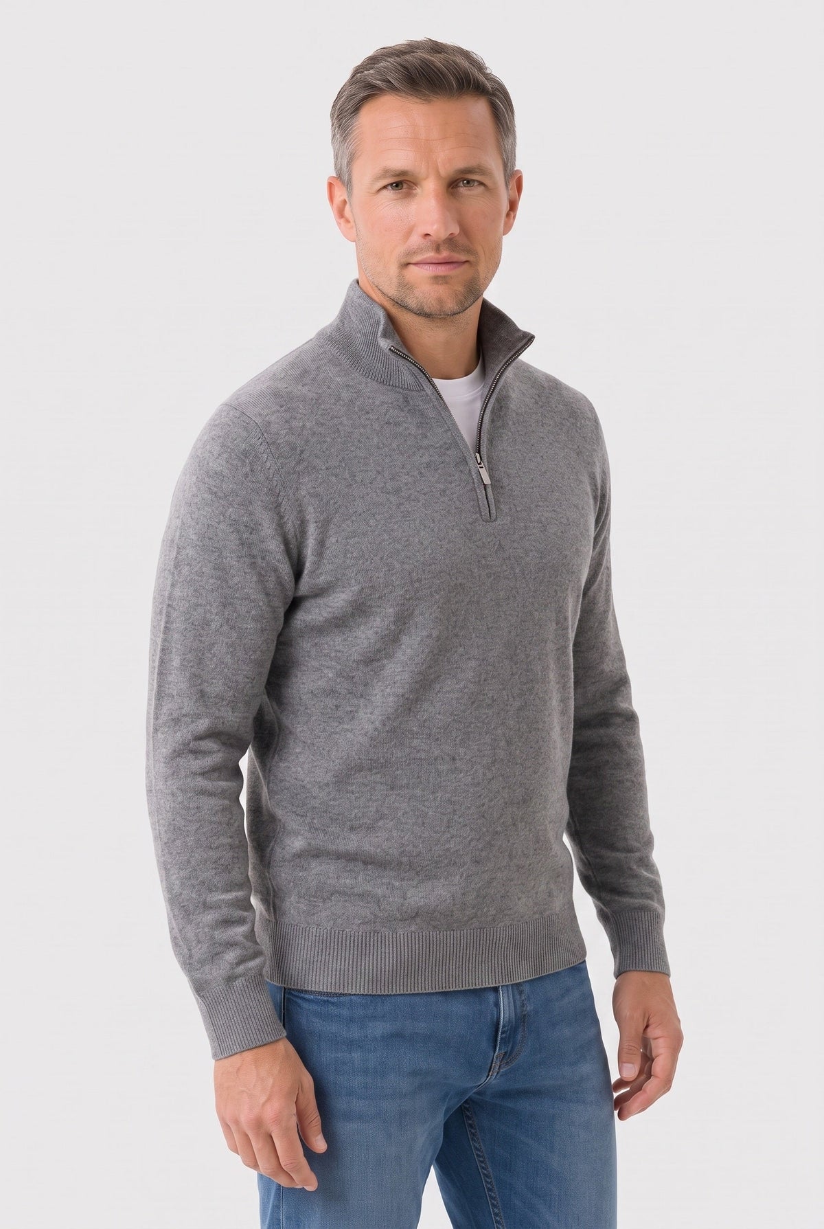 Men's Zip Funnel Neck Jumper