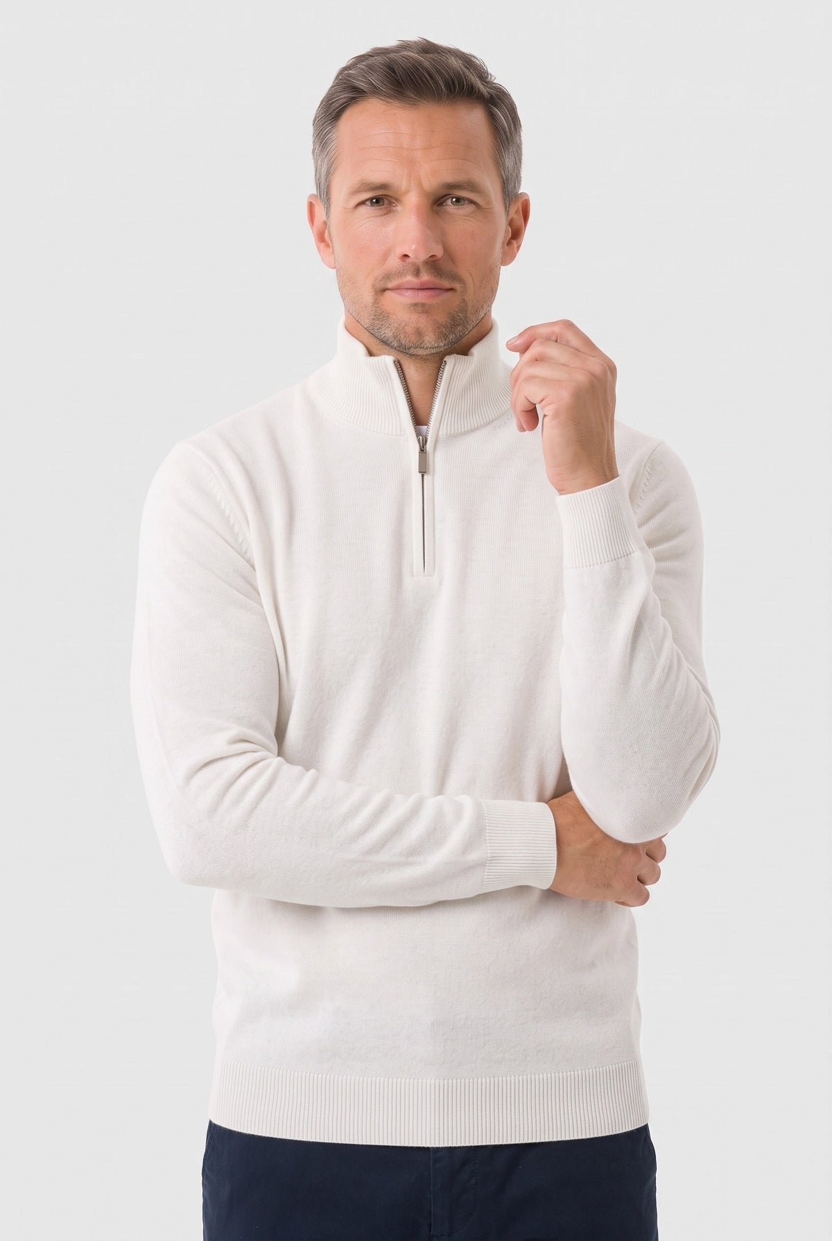 Men's Zip Funnel Neck Jumper