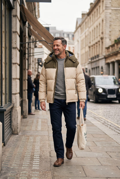 Men's Colour Block Puffer Jacket
