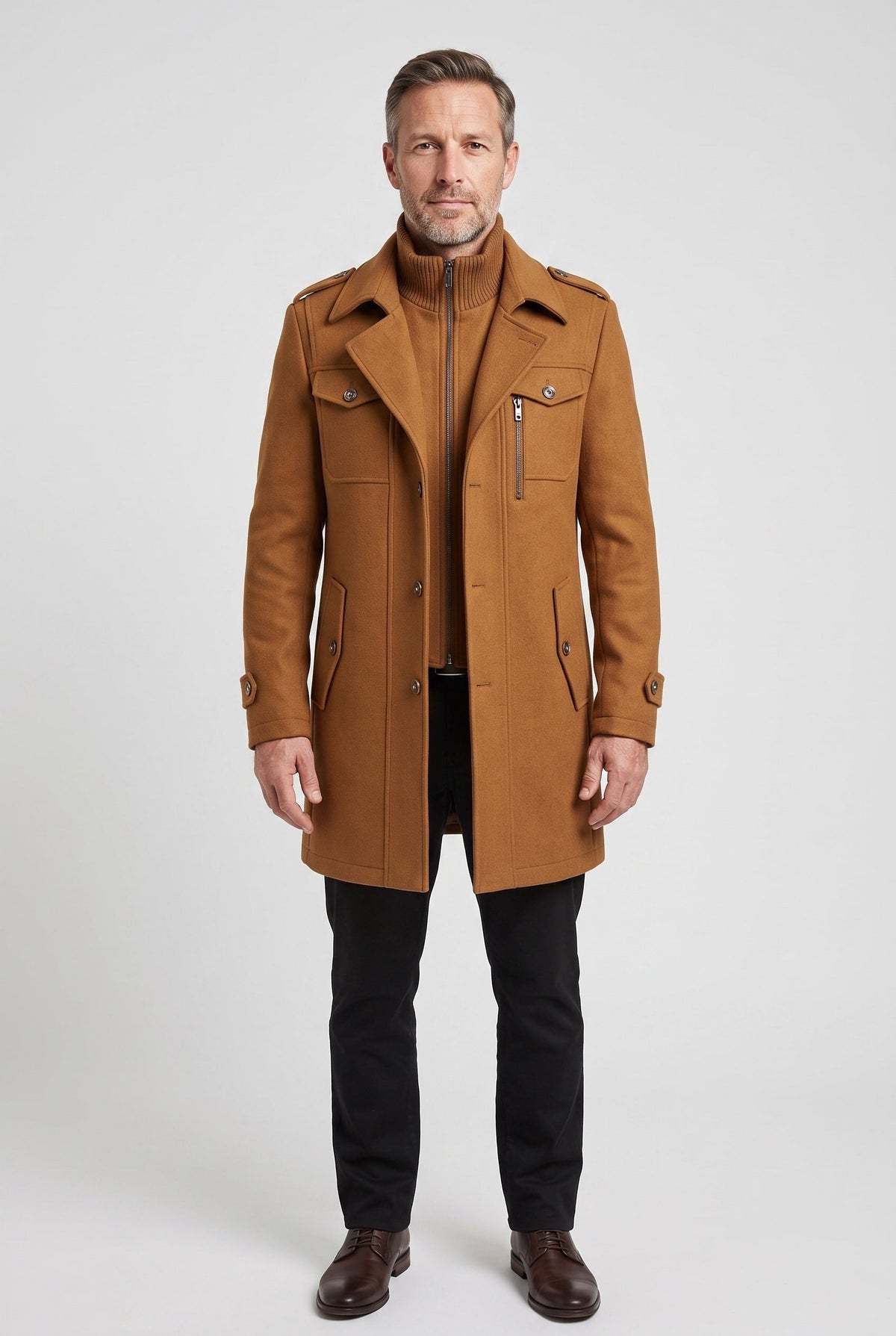 Men's Tailored Funnel Neck Coat