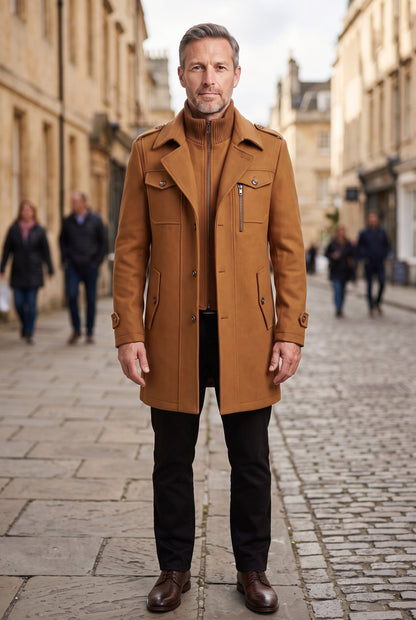 Men's Tailored Funnel Neck Coat