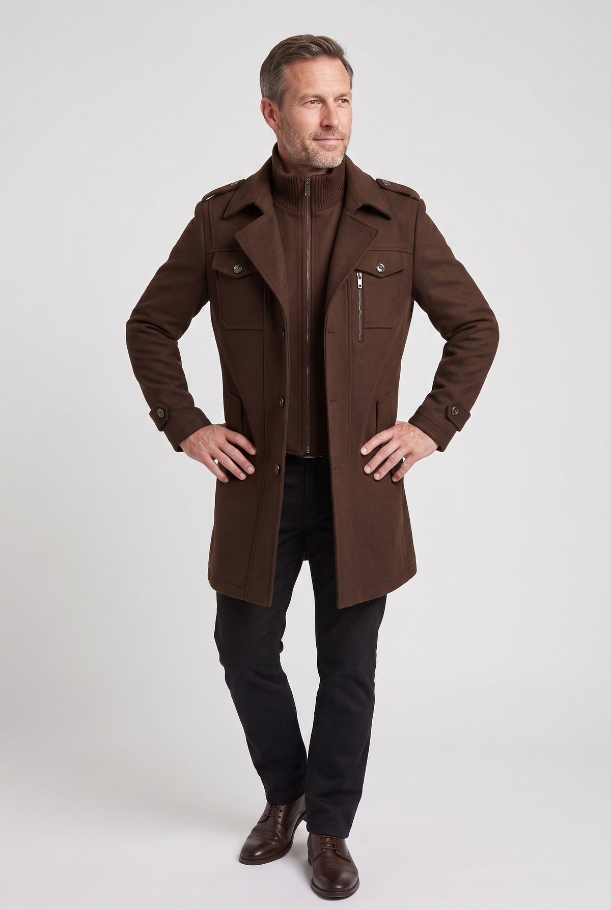 Men's Tailored Funnel Neck Coat