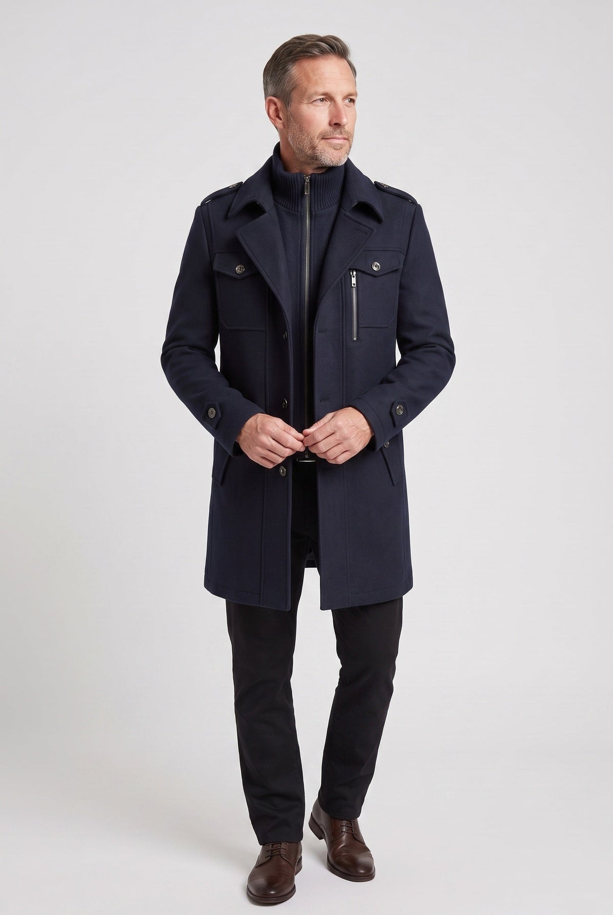 Men's Tailored Funnel Neck Coat
