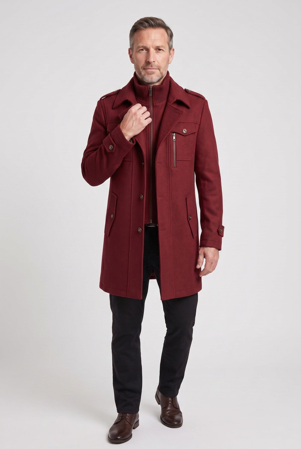 Men's Tailored Funnel Neck Coat
