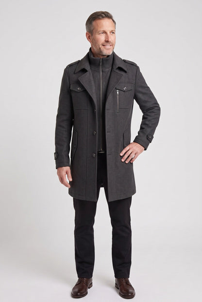 Men's Tailored Funnel Neck Coat