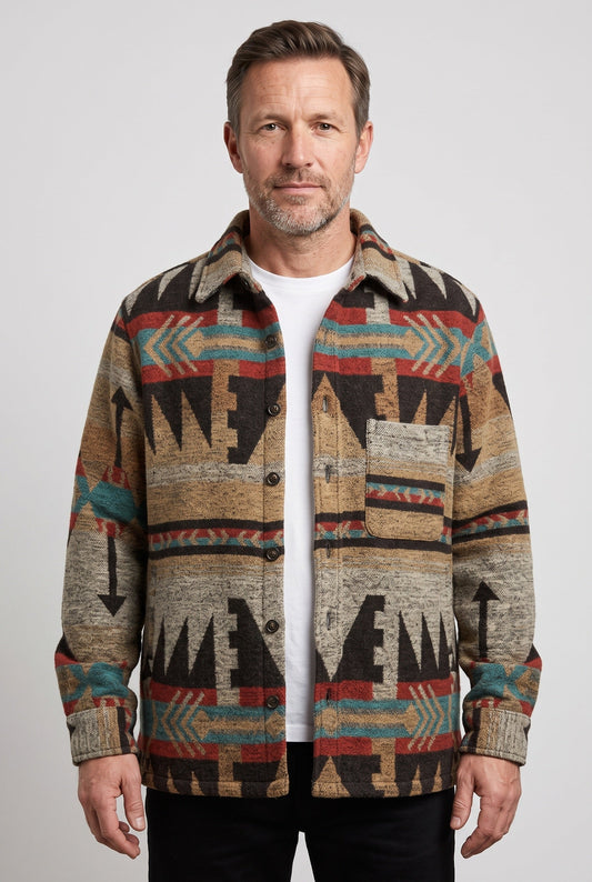 Men's Aztec Print Overshirt Jacket