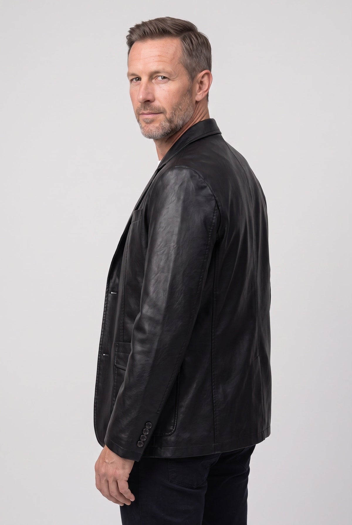 Men's Leather-Look Blazer Jacket