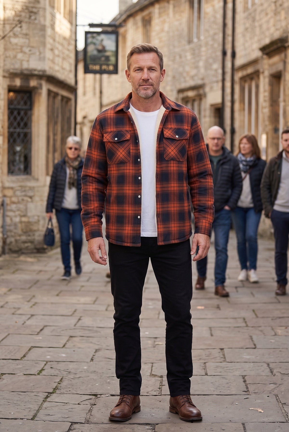 Men's Sherpa Lined Checked Overshirt