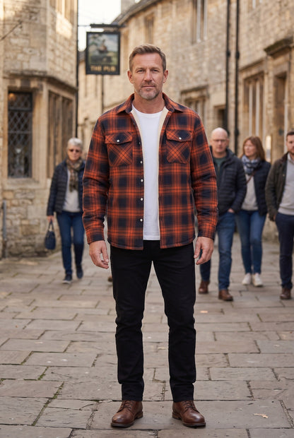 Men's Sherpa Lined Checked Overshirt