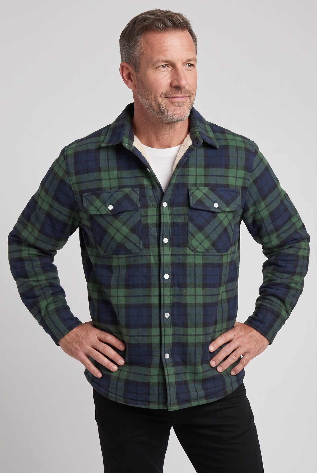 Men's Sherpa Lined Checked Overshirt