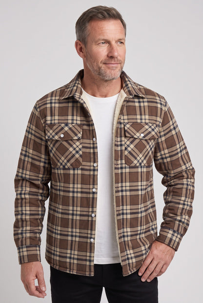 Men's Sherpa Lined Checked Overshirt