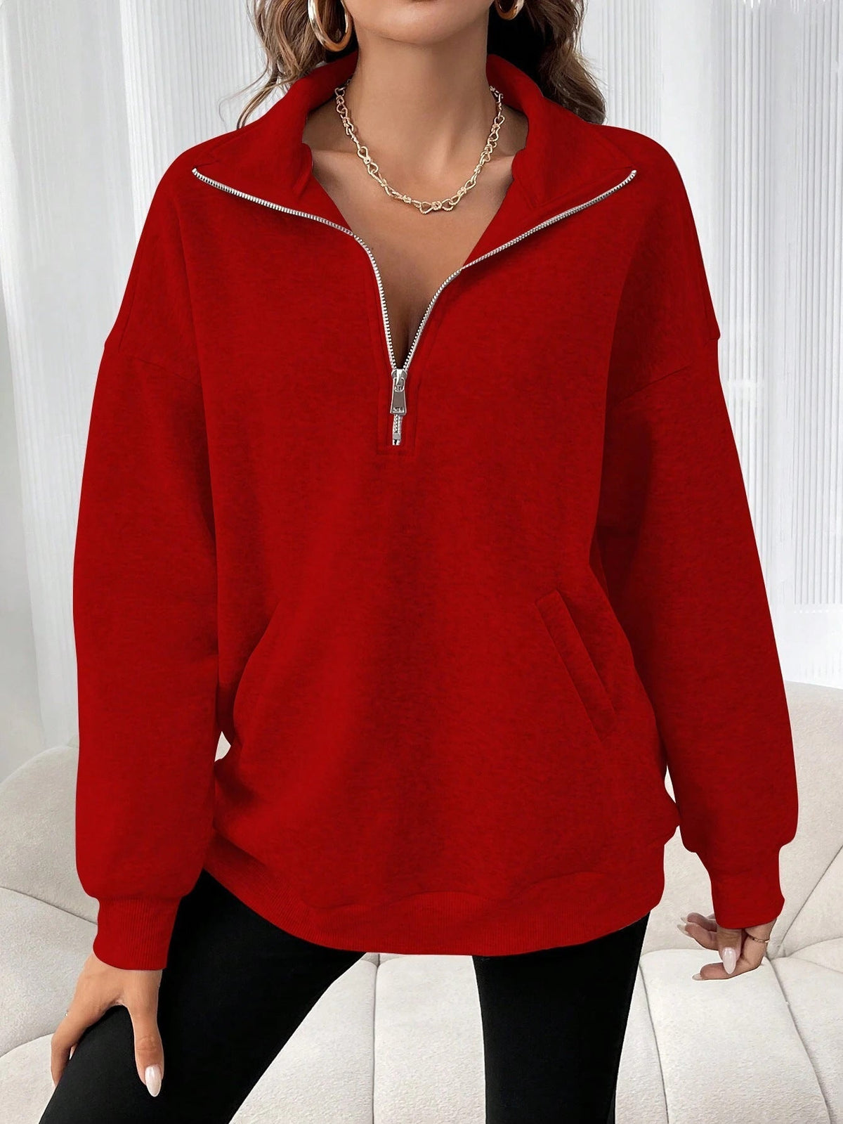 Women's Oversized Half Zip Sweatshirt