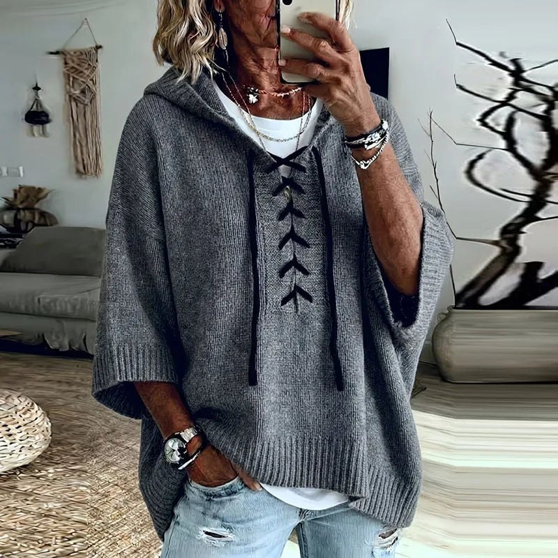 Women's Oversized Lace Up Hoodie