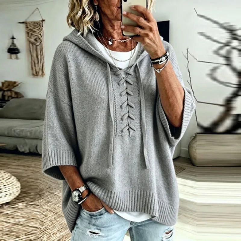 Women's Oversized Lace Up Hoodie