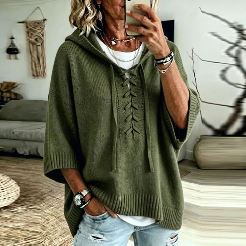 Women's Oversized Lace Up Hoodie