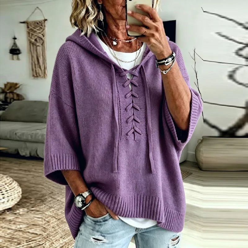 Women's Oversized Lace Up Hoodie