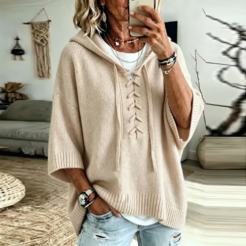 Women's Oversized Lace Up Hoodie