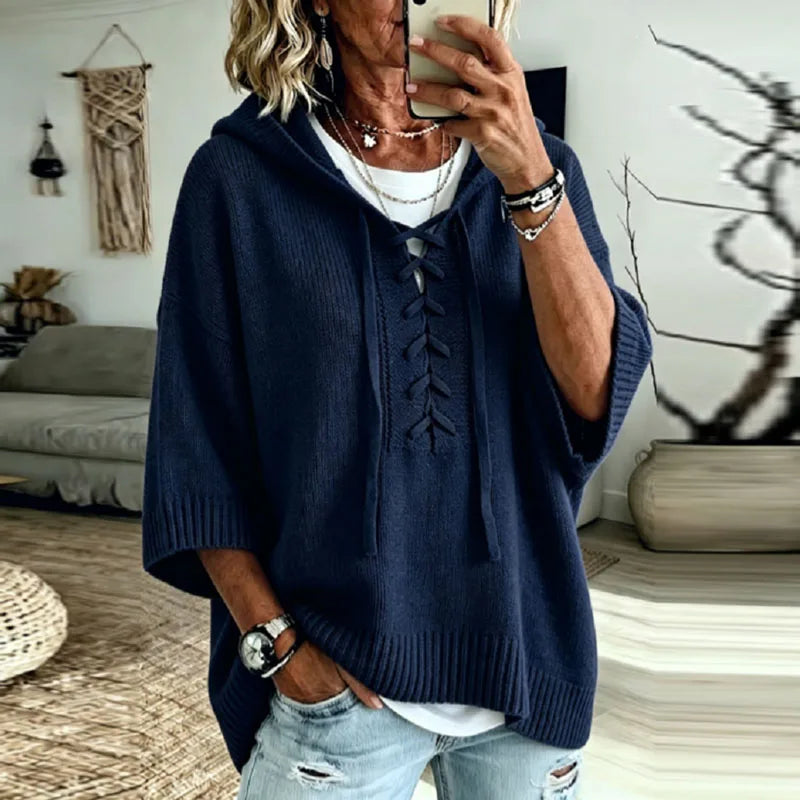 Women's Oversized Lace Up Hoodie