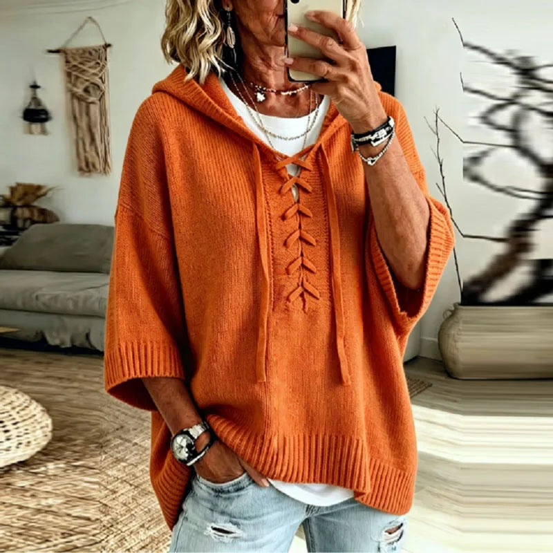 Women's Oversized Lace Up Hoodie