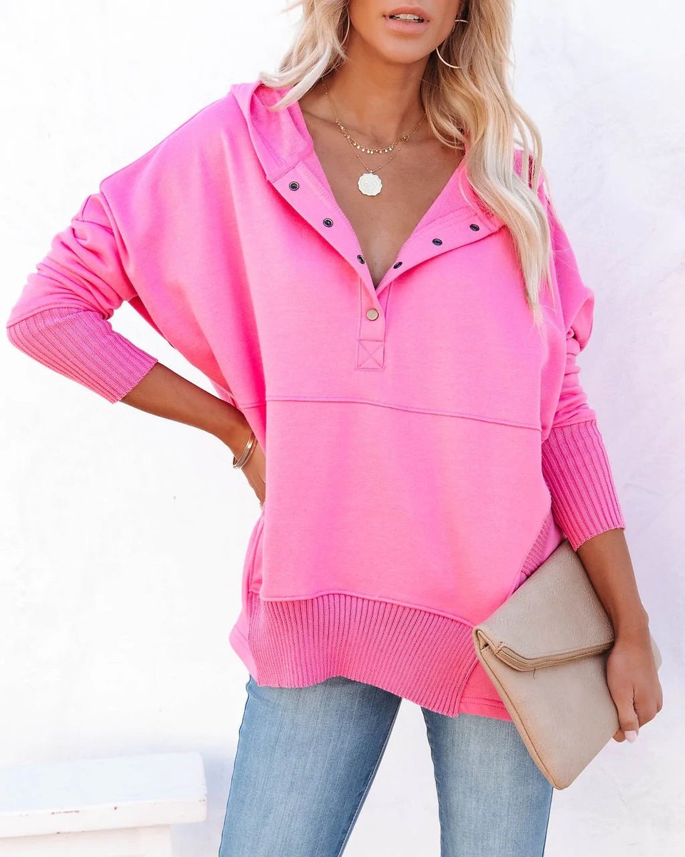Women's Oversized Snap Placket Hoodie
