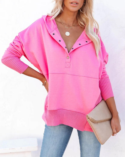 Women's Oversized Snap Placket Hoodie