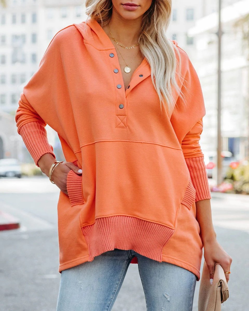 Women's Oversized Snap Placket Hoodie