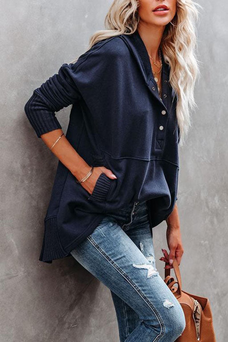 Women's Oversized Snap Placket Hoodie