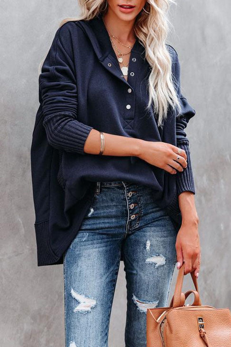 Women's Oversized Snap Placket Hoodie