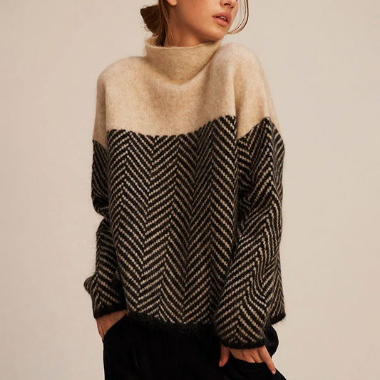 Women's Herringbone Roll Neck Jumper