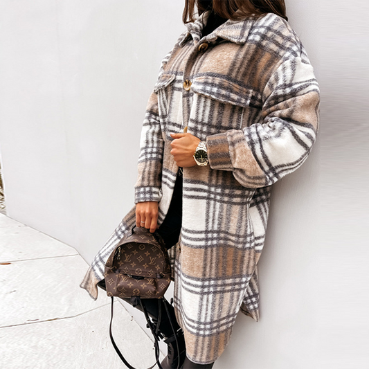 Women's Oversized Plaid Shacket Jacket