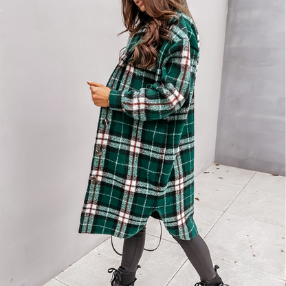 Women's Oversized Plaid Shacket Jacket