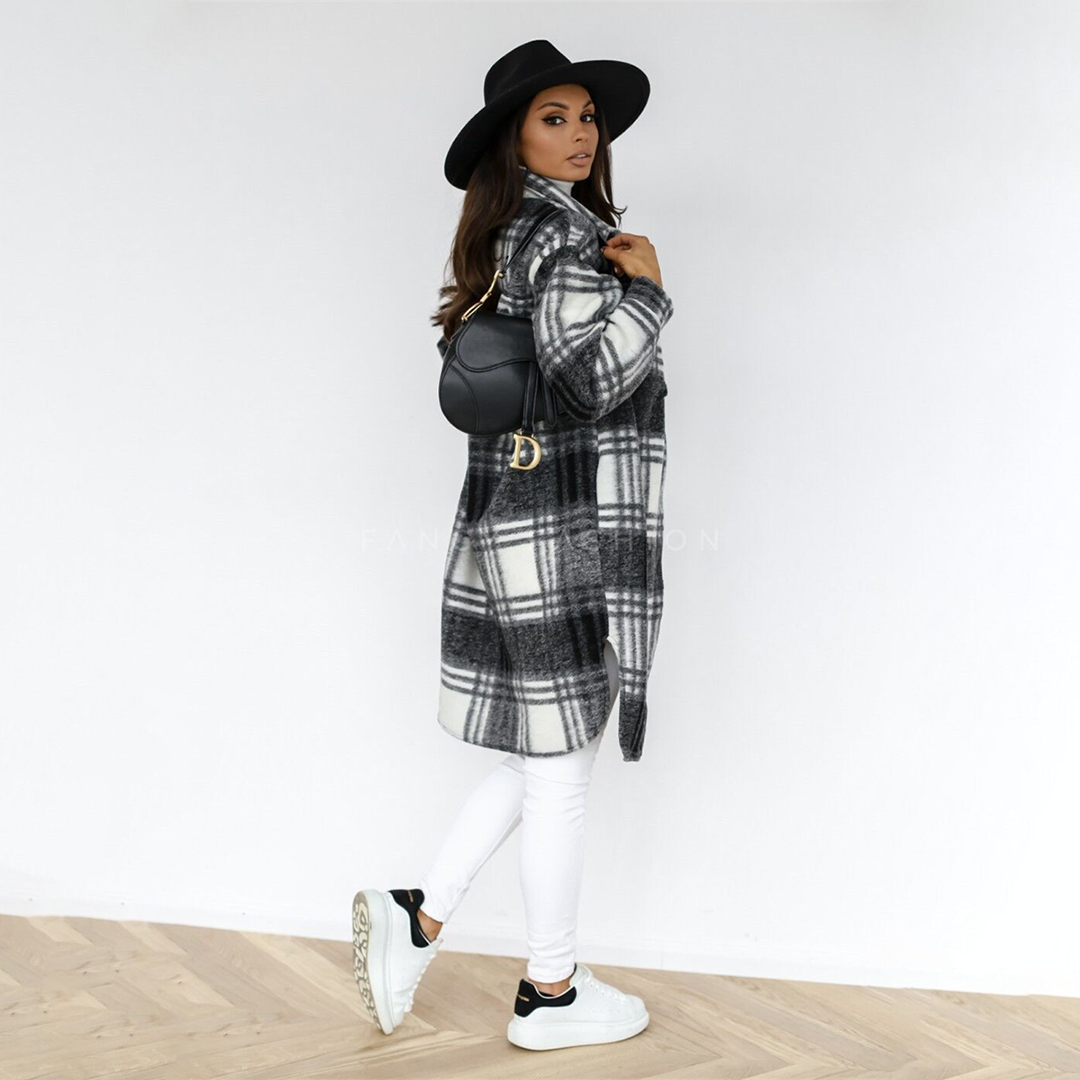 Women's Oversized Plaid Shacket Jacket